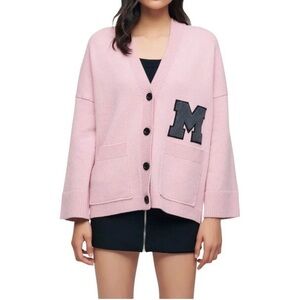 Maje Maissa M Patch Pink College Cardigan Size 2 ( Medium)